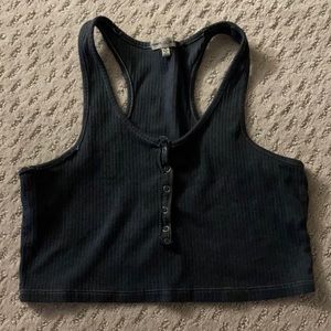 Black Button Crop Top